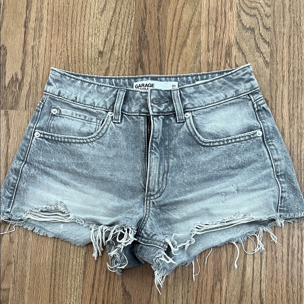 Garage Women's Distressed Gray Jean Shorts